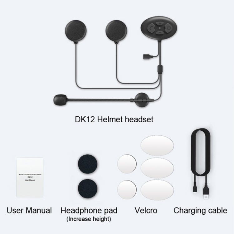 Dier DK12 800m Helmet Wireless Bluetooth Headset 5.0 Waterproof Double Motorcycle Call Headset With Intercom Function, DK12 - ORIWHIZConsumer ElectronicsMotorcycle Walkie TalkieWalkie Talkie