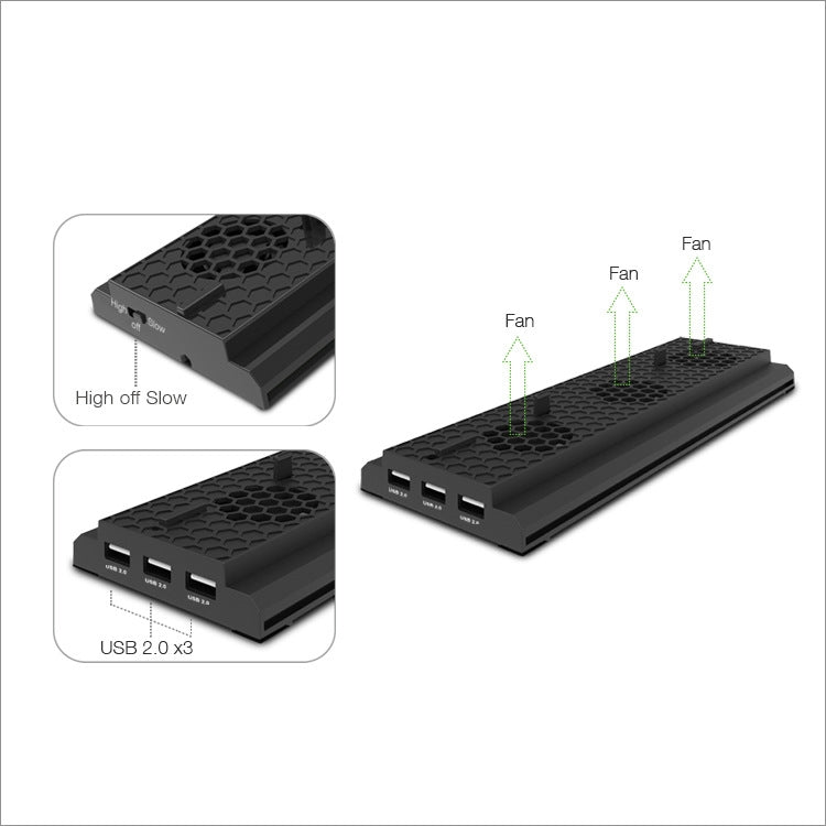 DOBE TYX - 1768 Heat Dissipate Vertical Stand Base Cooling Dock Cooling Fan Bracket for Xbox One X Game Console, TYX - 1768 - ORIWHIZDOBEMicroSoft AccessoriesMicroSoft Accessories Holder