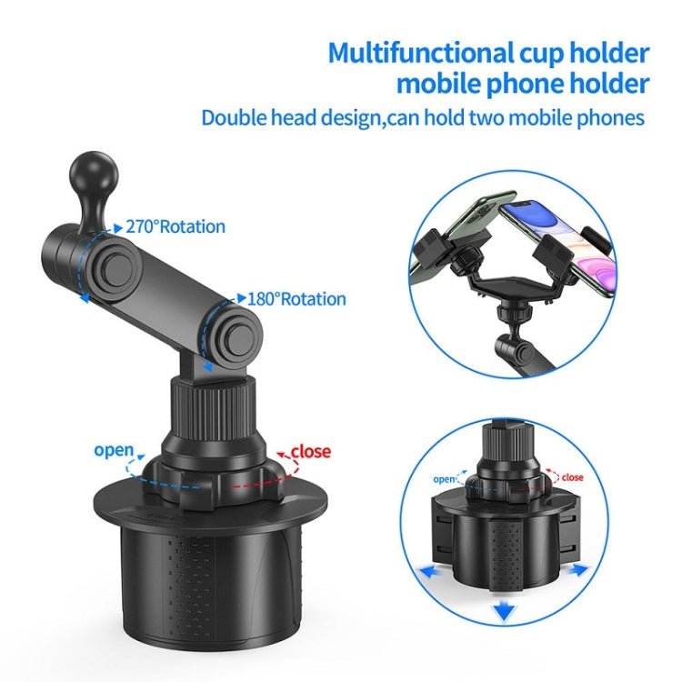 Double Chuck Rotary Multifunctional Cup Holder Mobile Phone Holder, Double Chuck Phone Holder - ORIWHIZ