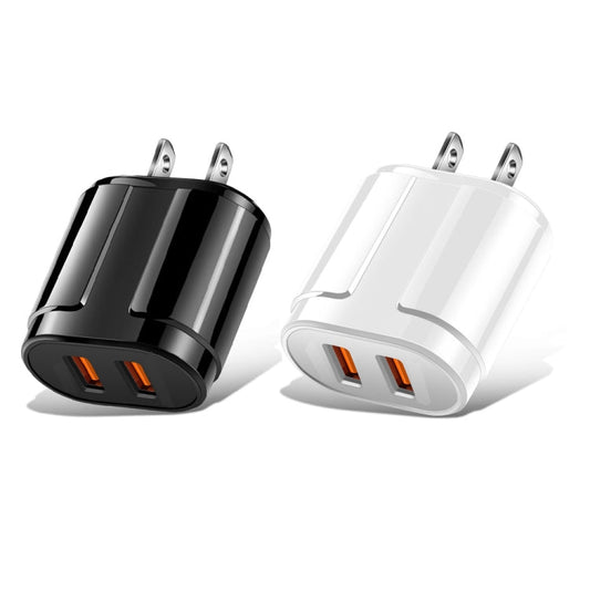 Dual USB Portable Travel Charger + 1 Meter USB to Micro USB Data Cable, US Plug - ORIWHIZ