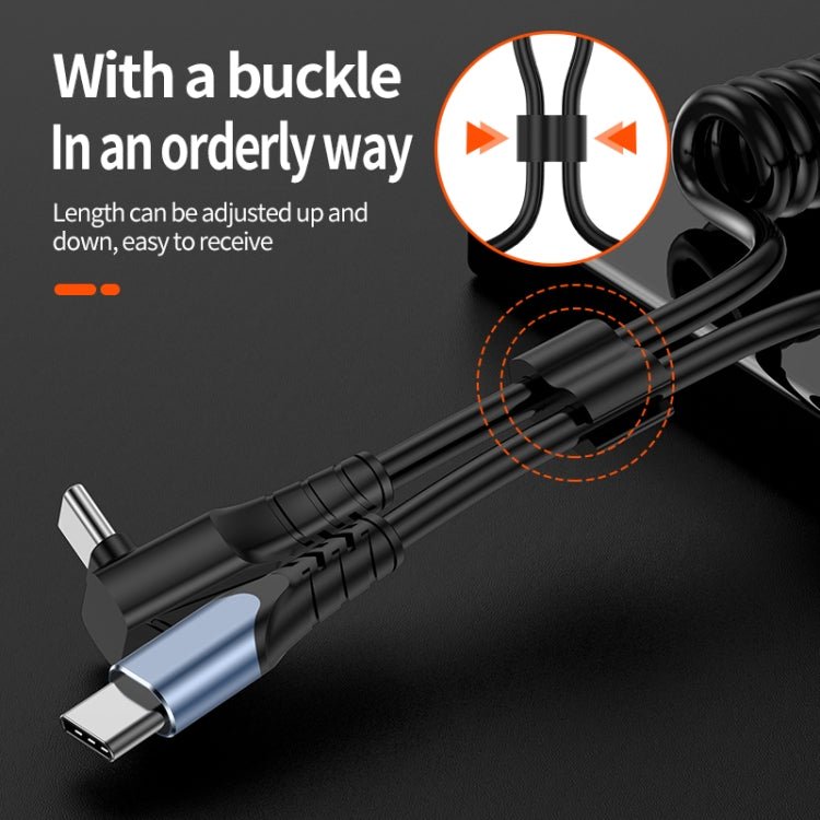 Elbow Spring Charging Data Cable, Length: 1.5m, Type - C to 8 Pin, Type - C to 8 Pin + Type - C - ORIWHIZ