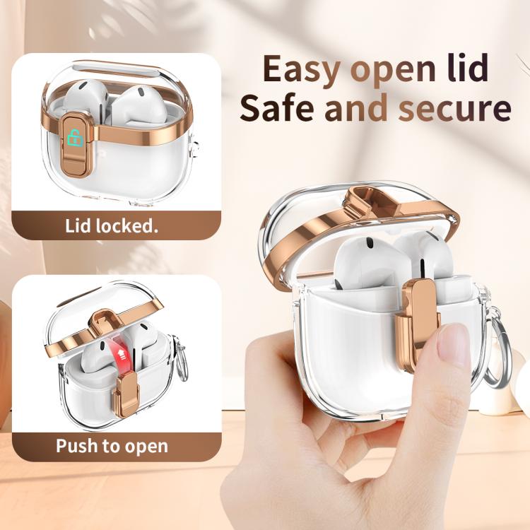 Electroplating Transparent Earphone Protective Case with Security Lock, For Samsung Galaxy Buds3 / 3 Pro - ORIWHIZ