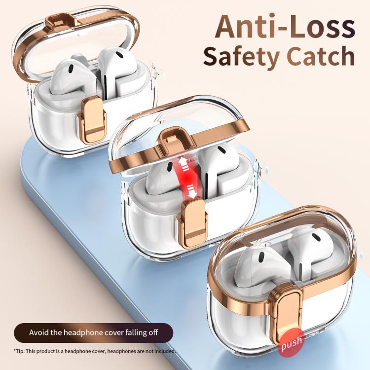 Electroplating Transparent Earphone Protective Case with Security Lock, For Samsung Galaxy Buds3 / 3 Pro - ORIWHIZ