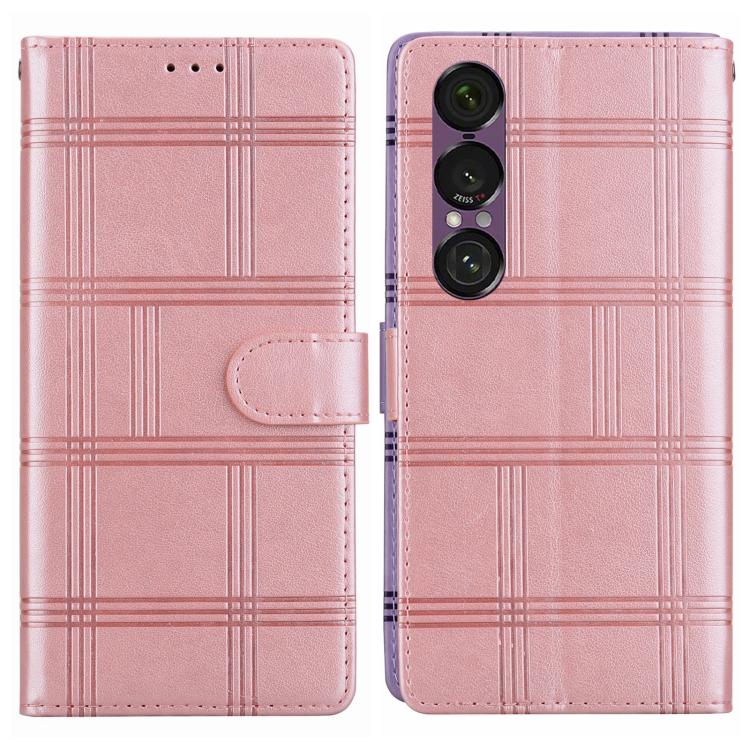 Embossed Checkered Leather Phone Case, For Sony Xperia 1 VII, For Sony Xperia 10 VI, For Sony Xperia 1 VI - ORIWHIZMobile AccessoriesSonySony Cases