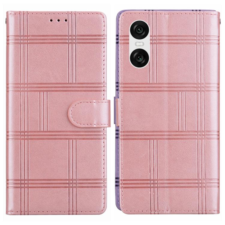 Embossed Checkered Leather Phone Case, For Sony Xperia 1 VII, For Sony Xperia 10 VI, For Sony Xperia 1 VI - ORIWHIZMobile AccessoriesSonySony Cases