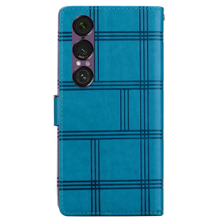 Embossed Checkered Leather Phone Case, For Sony Xperia 1 VII, For Sony Xperia 10 VI, For Sony Xperia 1 VI - ORIWHIZMobile AccessoriesSonySony Cases