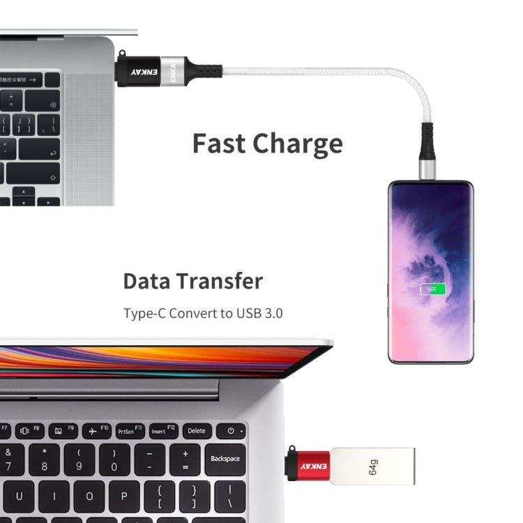 ENKAY ENK - AT101 Aluminium Alloy USB - C / Type - C to USB 3.0 OTG Data Adapter Converter, ENK - AT101 - ORIWHIZ
