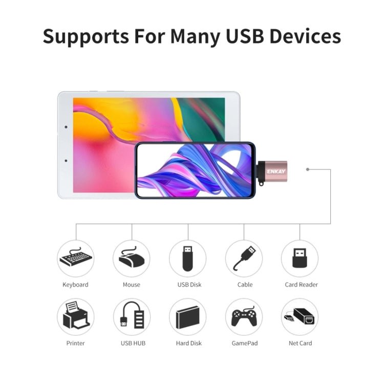 ENKAY ENK - AT101 Aluminium Alloy USB - C / Type - C to USB 3.0 OTG Data Adapter Converter, ENK - AT101 - ORIWHIZ