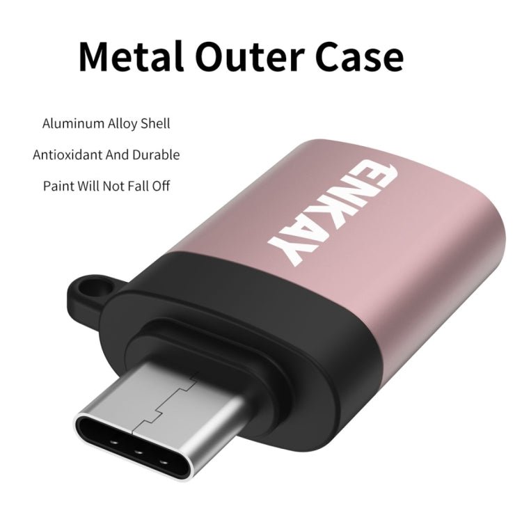 ENKAY ENK - AT101 Aluminium Alloy USB - C / Type - C to USB 3.0 OTG Data Adapter Converter, ENK - AT101 - ORIWHIZ