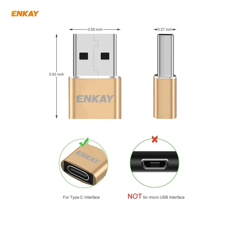 ENKAY ENK - AT105 USB Male to FemaleType - C Aluminium Alloy Adapter Converter, Support Quick Charging & Data Transmission, ENKAY ENK - AT105 Black, ENKAY ENK - AT105 Red, ENKAY ENK - AT105 Gold, ENKAY ENK - AT105 Rose Gold - ORIWHIZ