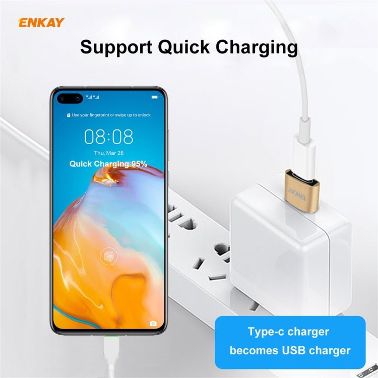 ENKAY ENK - AT105 USB Male to FemaleType - C Aluminium Alloy Adapter Converter, Support Quick Charging & Data Transmission, ENKAY ENK - AT105 Black, ENKAY ENK - AT105 Red, ENKAY ENK - AT105 Gold, ENKAY ENK - AT105 Rose Gold - ORIWHIZ