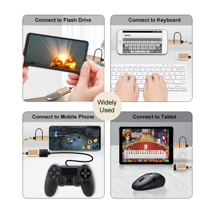ENKAY ENK - AT113 2 in 1 Type - C / Micro USB to USB 3.0 Nylon Braided OTG Adapter Cable - ORIWHIZ