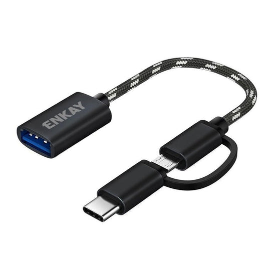 ENKAY ENK - AT113 2 in 1 Type - C / Micro USB to USB 3.0 Nylon Braided OTG Adapter Cable - ORIWHIZ