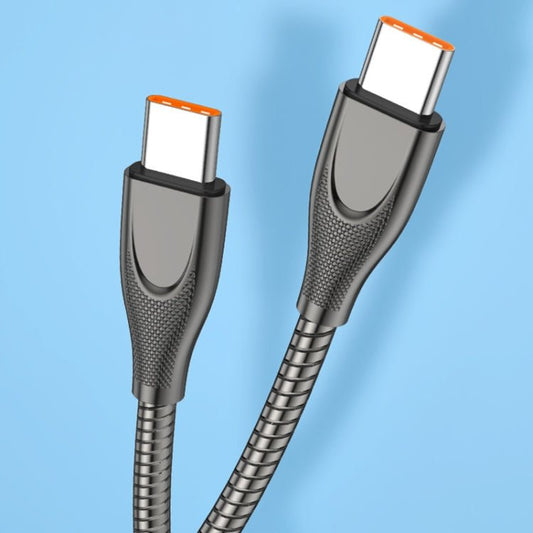ENKAY ENK - CB129 PD 65W Type - C to Type - C Carbon Steel Hose Spring Fast Charging Data Cable, Length 1m, 1m Type - C to Type - C - ORIWHIZ