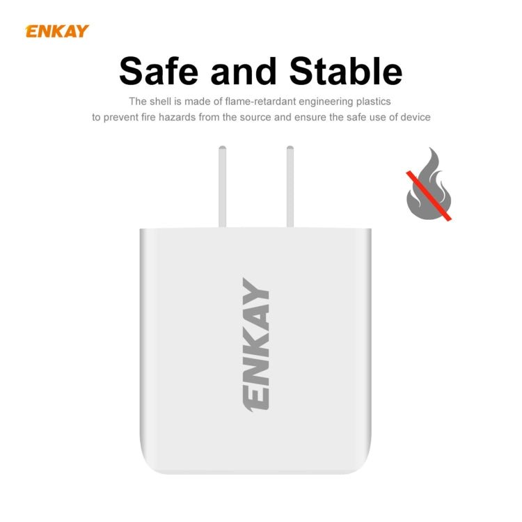 ENKAY Hat - Prince U090 20W PD + QC 3.0 Portable Dual Ports Fast Charging Travel Charger Power Adapter, US Plug - ORIWHIZ