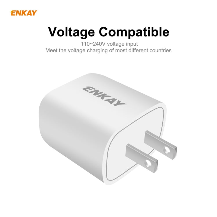 ENKAY Hat - Prince U090 20W PD + QC 3.0 Portable Dual Ports Fast Charging Travel Charger Power Adapter, US Plug - ORIWHIZ