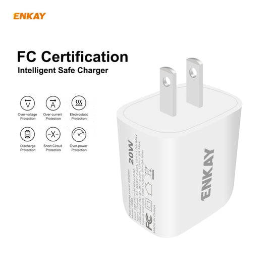 ENKAY Hat - Prince U090 20W PD + QC 3.0 Portable Dual Ports Fast Charging Travel Charger Power Adapter, US Plug - ORIWHIZ