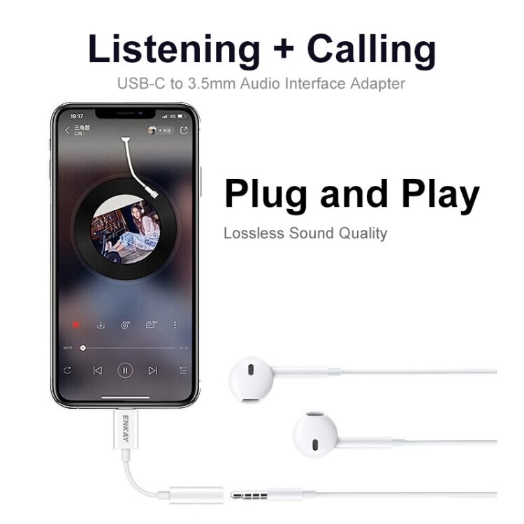 ENKAY USB - C / Type - C to 3.5mm Aux Adapter Digital Decoding Audio Cable - ORIWHIZ