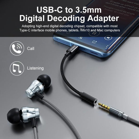 ENKAY USB - C / Type - C to 3.5mm Nylon Braided Aux Adapter Digital Decoding Audio Cable - ORIWHIZ