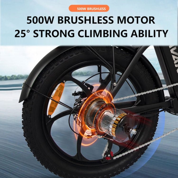 EU Warehouse AVAKA BZ20 PLUS 500W 48V 15AH Foldable Electric Bicycle with 7 Gears Derailleur & 20 inch Integrated Tires, EU Plug, BZ20 PLUS - Integrated Tires (Black), BZ20 PLUS - Integrated Tires (White) - ORIWHIZ