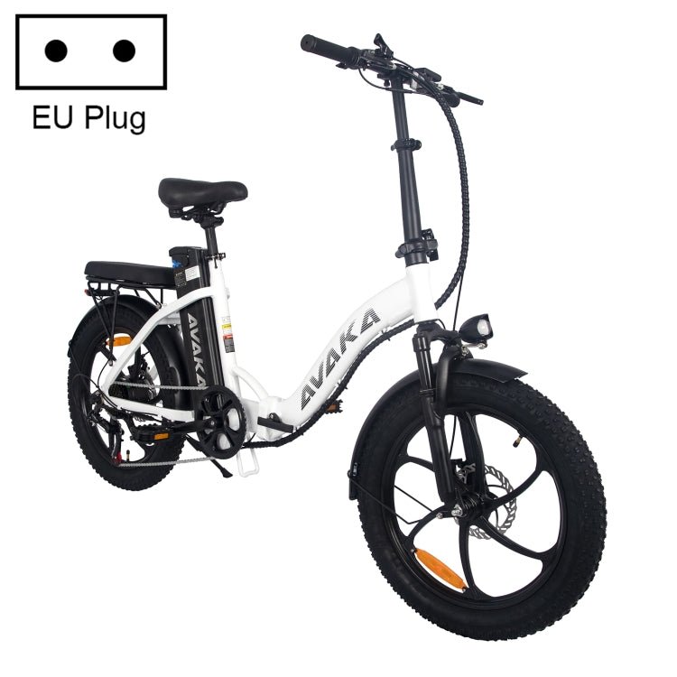 EU Warehouse AVAKA BZ20 PLUS 500W 48V 15AH Foldable Electric Bicycle with 7 Gears Derailleur & 20 inch Integrated Tires, EU Plug, BZ20 PLUS - Integrated Tires (Black), BZ20 PLUS - Integrated Tires (White) - ORIWHIZ