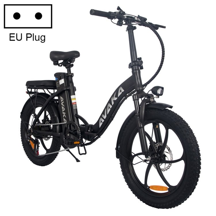 EU Warehouse AVAKA BZ20 PLUS 500W 48V 15AH Foldable Electric Bicycle with 7 Gears Derailleur & 20 inch Integrated Tires, EU Plug, BZ20 PLUS - Integrated Tires (Black), BZ20 PLUS - Integrated Tires (White) - ORIWHIZ