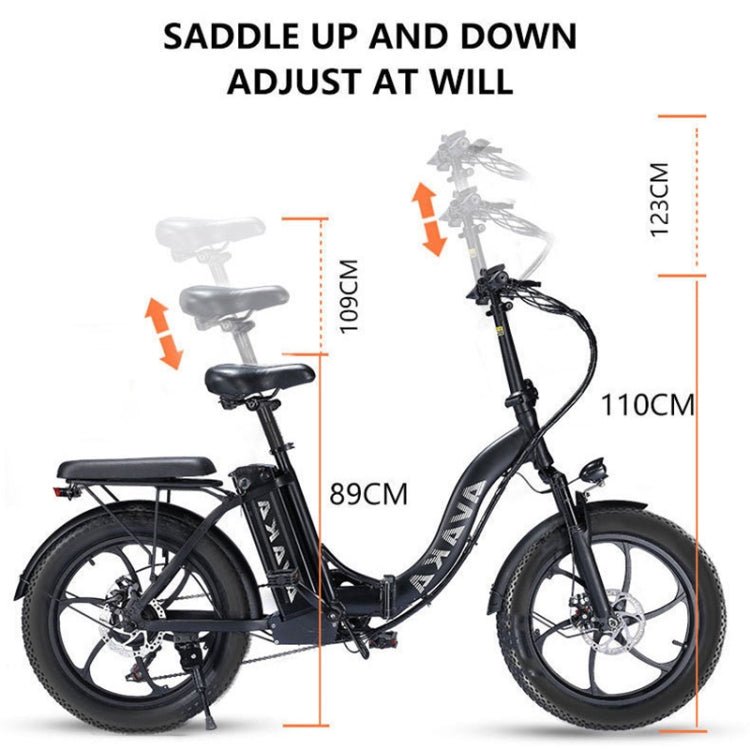 EU Warehouse AVAKA BZ20 PLUS 500W 48V 15AH Foldable Electric Bicycle with 7 Gears Derailleur & 20 inch Integrated Tires, EU Plug, BZ20 PLUS - Integrated Tires (Black), BZ20 PLUS - Integrated Tires (White) - ORIWHIZ