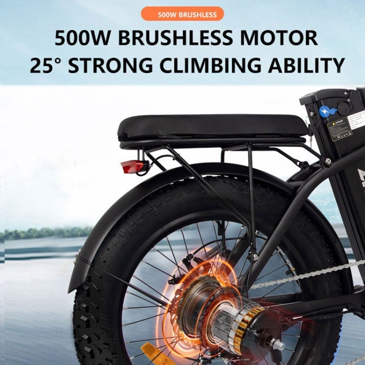 EU Warehouse AVAKA BZ20 PLUS 500W 48V 15AH Foldable Electric Bicycle with 7 Gears Derailleur & 20 inch Tires, EU Plug, BZ20 PLUS (White), BZ20 PLUS (Black) - ORIWHIZ