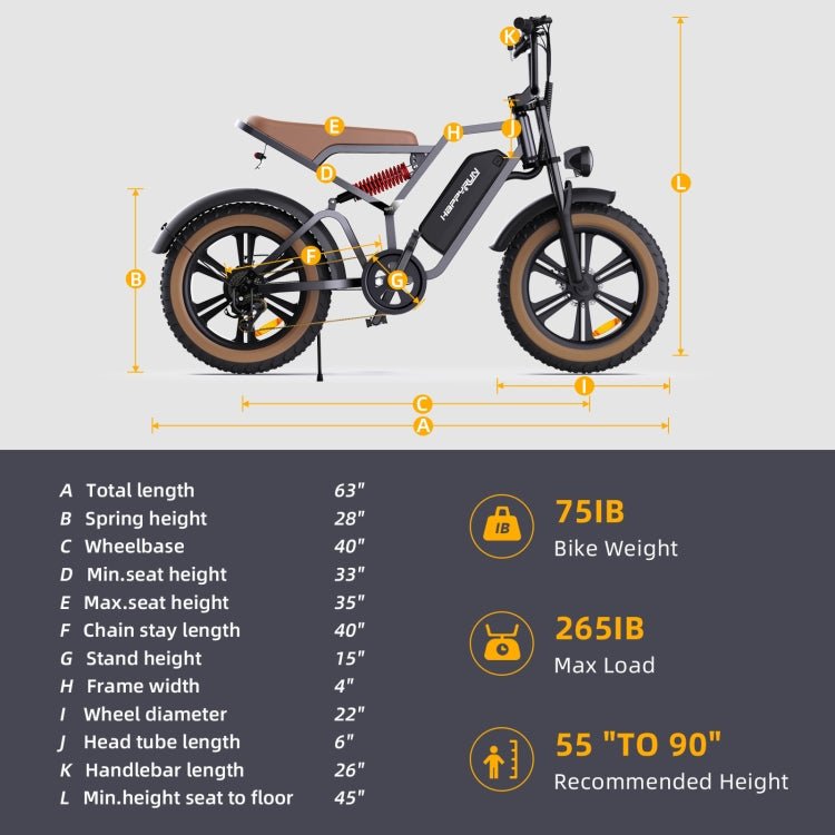 EU Warehouse HAPPYRUN G60 750W 48V / 18AH Electric Bicycle with LED Display & 20 inch Tires, US Plug, G60 US Plug, G60 EU Plug - ORIWHIZ