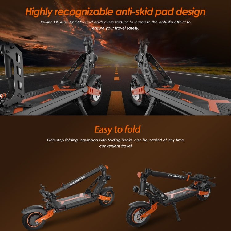 EU Warehouse KUGOO Kukirin G2 Max 1000W 48V 20AH Three - speed Folding Electric Offroad Scooter with LED Display, G2 Max - ORIWHIZ