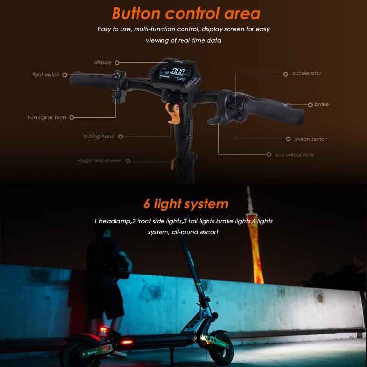 EU Warehouse KUGOO Kukirin G2 Max 1000W 48V 20AH Three - speed Folding Electric Offroad Scooter with LED Display, G2 Max - ORIWHIZ