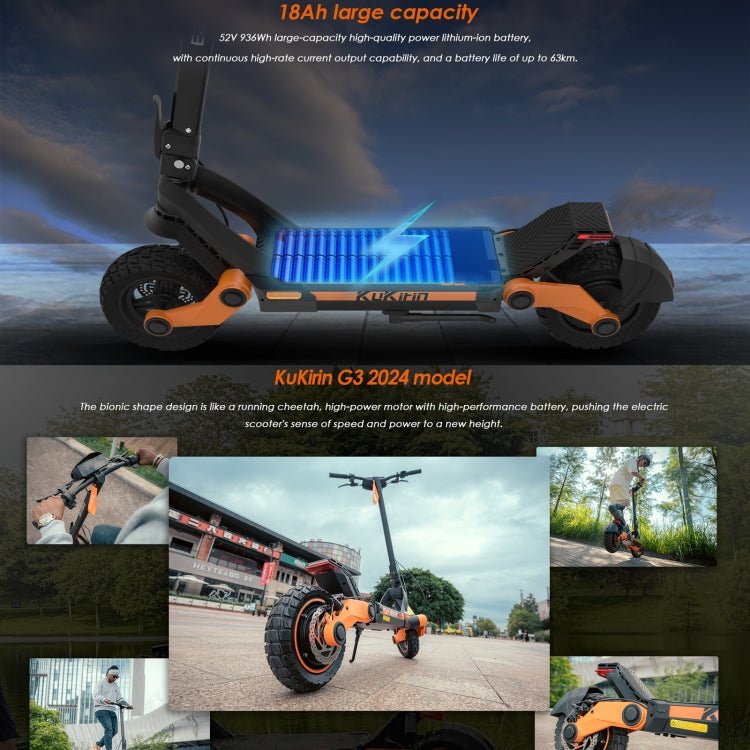 EU Warehouse Kukirin G3 10 inch Tires 1200W 52V 18AH Three - speed Folding Electric Offroad Scooter with LED Display, G3 - ORIWHIZ