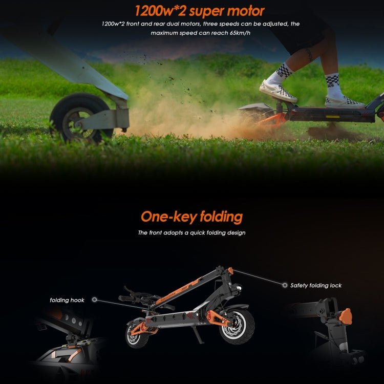 EU Warehouse Kukirin G3 Pro 10 inch Tires 2400W 52V 23.4AH Three - speed Folding Electric Offroad Scooter with LED Display, G3 Pro - ORIWHIZ