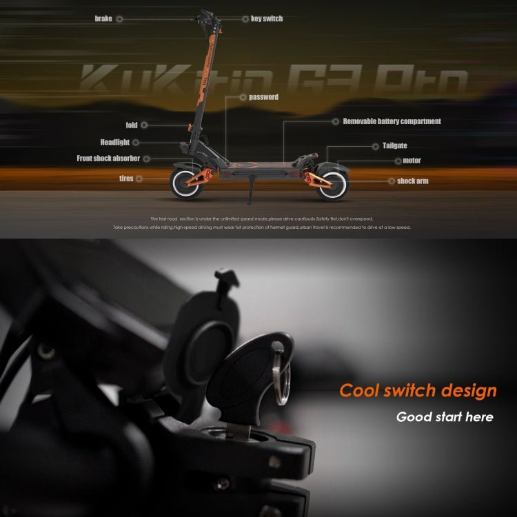 EU Warehouse Kukirin G3 Pro 10 inch Tires 2400W 52V 23.4AH Three - speed Folding Electric Offroad Scooter with LED Display, G3 Pro - ORIWHIZ