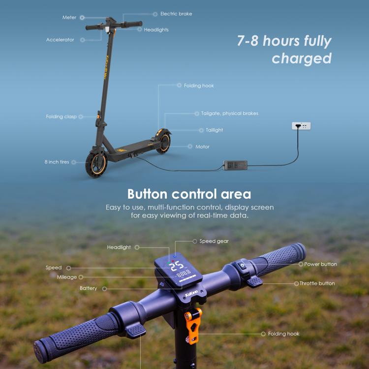 EU Warehouse Kukirin S1 Max 500W Three - speed Folding Electric Offroad Scooter with 8 inch Honeycomb Tires, S1 Max - ORIWHIZ