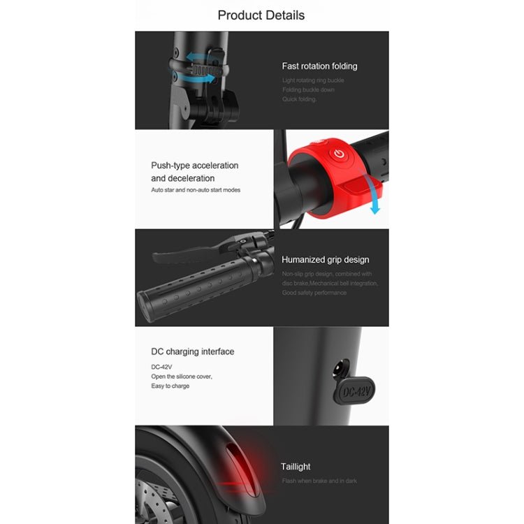 EU Warehouse X7 Outdoor Waterproof Foldable Off - road Scooter with 8.5 inch Vacuum Tires & LCD Display& LED Lights & 6.4AH Lithium Battery, Load - bearing: 20 - 100kg (Black), 8.5 inch Tires US - ORIWHIZ