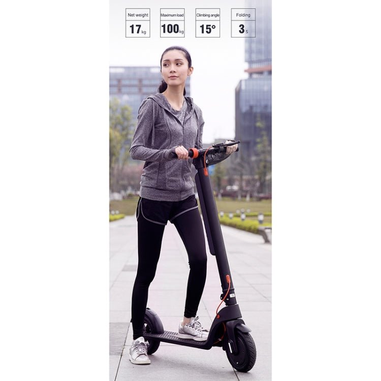 EU Warehouse X8 Outdoor Waterproof Foldable Electric Scooter with 10 inch Vacuum Tires & LCD Display & LED Lights & 10AH Lithium Battery, Load - bearing: 20 - 100kg (Black), EU - ORIWHIZ