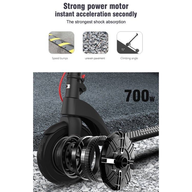 EU Warehouse X8 Outdoor Waterproof Foldable Electric Scooter with 10 inch Vacuum Tires & LCD Display & LED Lights & 10AH Lithium Battery, Load - bearing: 20 - 100kg (Black), EU - ORIWHIZ