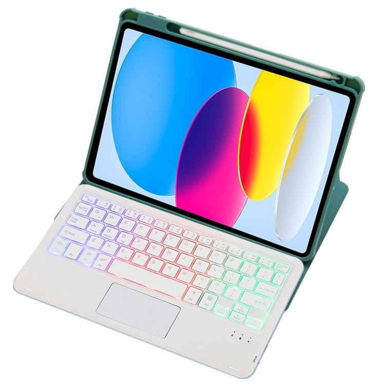 F10B - AS 360 Rotation Acrylic Transparent Bluetooth Keyboard Leather Case With Touch Control / Backlight, F10B - AS - ORIWHIZApple AccessoriesiPad KeyboardiPad Keyboard Universal
