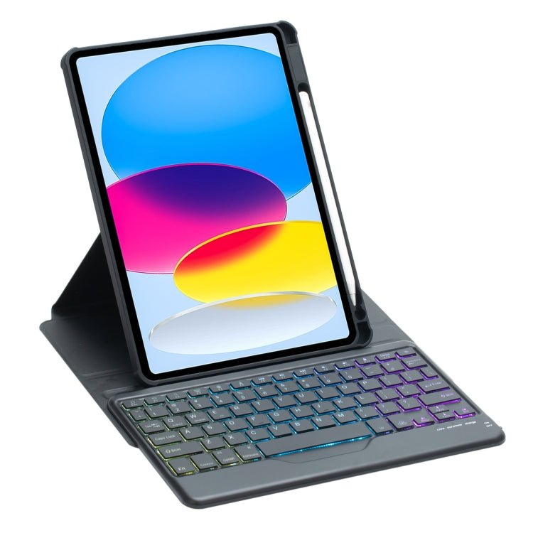 F10BS 360 Rotation Acrylic Transparent Bluetooth Keyboard Leather Case With Backlight, F10BS - ORIWHIZApple AccessoriesiPad KeyboardiPad Keyboard Universal