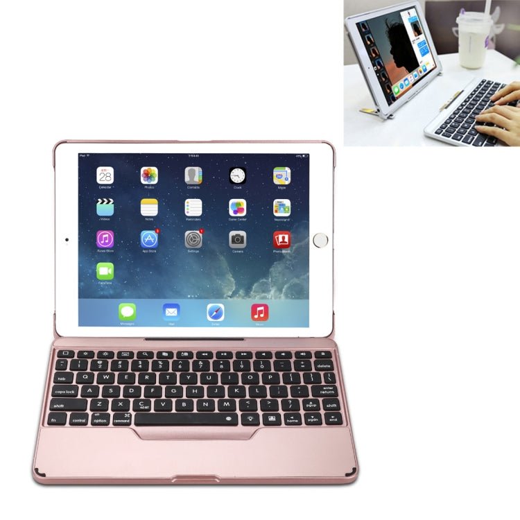 F611 Detachable Colorful Backlight Aluminum Backplane Wireless Bluetooth Keyboard Tablet Case for iPad Air 2 / 9.7 (2018) / 9.7 inch (2017) / Air / Pro 9.7 inch - ORIWHIZApple AccessoriesiPad KeyboardiPad Keyboard Universal
