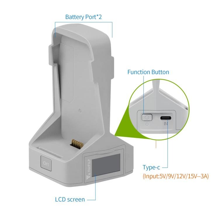 For DJI Flip YX Dual - Slot Vertical Bttery Charger Charging Station With Color Screen, 2 - way Vertical Color Screen - ORIWHIZDJI & Insta360 AccessoriesOtherOther DJI Accessories