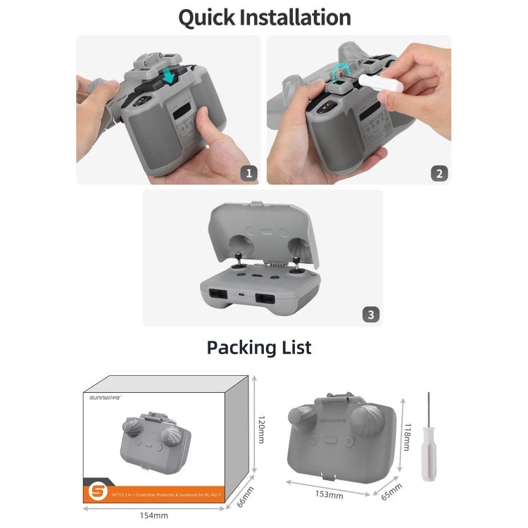 For DJI RC - N2 / N1 Sunnylife YK715 Remote Control Sunshade Protection Cover, For DJI RC - N2 / N1 - ORIWHIZDJI & Insta360 AccessoriesDJI Controller AccessoriesSunnylife