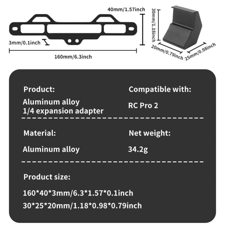 For DJI RC Pro 2 Aluminum Alloy 1/4 - inch Tripod Adapter Mounting Bracket, With 1/4 - inch Tripod Adapter - ORIWHIZDJI & Insta360 AccessoriesDJI Controller Accessories