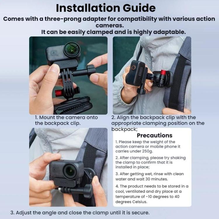 For DJI/GoPro/Insta360 Backpack Shoulder Strap Camera Mount, Magnetic, Regular - ORIWHIZBackpack ClipDJI & Insta360 AccessoriesUniversal Mount & Holder