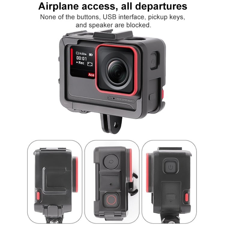 For Insta360 Ace / Ace Pro PC Cage Expansion Adapter Frame with Dual Cold Shoe Bases, For Insta360 Ace / Ace Pro / Ace Pro 2 - ORIWHIZDJI & Insta360 AccessoriesInsta360 Ace SeriesProtection & Cases