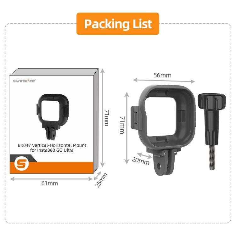 For Insta360 GO Ultra Sunnylife Foldable Vertical - Horizontal Adapter Mount Protective Frame Mounting Brackets Housing Cover, For Insta360 GO Ultra - ORIWHIZDJI & Insta360 AccessoriesInsta360 GO SeriesMounts
