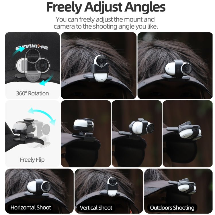 For Insta360 GO3 / GO 3S Sunnylife Baseball Hat Clip Mount Baseball Cap Clamp Quick Release Mount Camera POV Vlog Holder, Baseball Hat Clip - ORIWHIZDJI & Insta360 AccessoriesInsta360 GO SeriesMounts