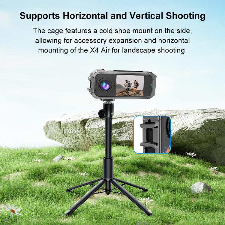 For Insta360 X4 Air PULUZ Metal Protective Cage Rig Housing Frame with Expand Cold Shoe Base, For Insta360 X4 Air - ORIWHIZDJI & Insta360 AccessoriesInsta360 X SeriesProtection & Cases