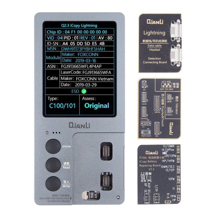 For iPhone 6 - 14 Pro Max 3 in 1 Qianli iCopy Plus 2.2 Repair Detection Programmer Set, Plug: EU, 3 in 1, Plug: US, 3 in 1, Plug: EU - ORIWHIZ